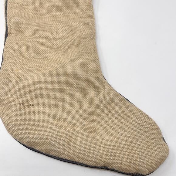 Storehouse Burlap Mr & Mrs Holiday Christmas Stockings Set of 2 Beige Black Trim - Picture 9 of 12